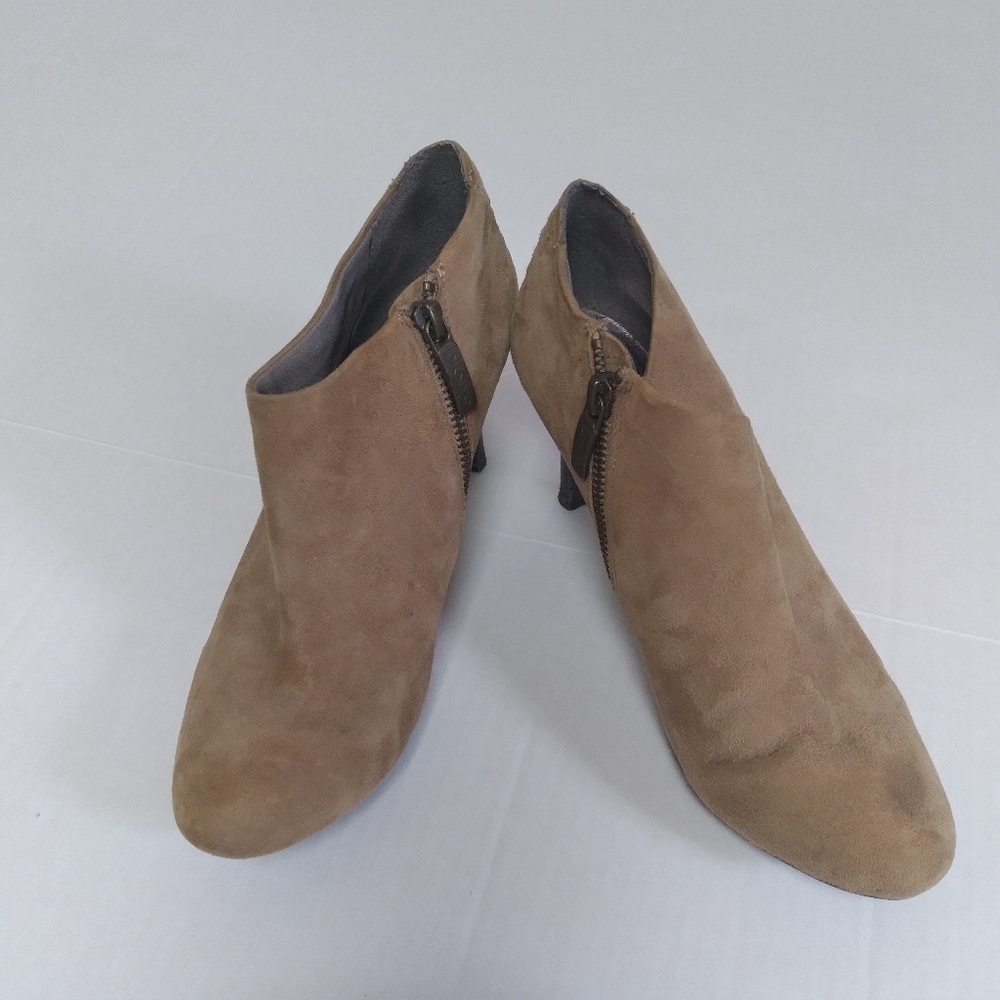 DKNYC Side Zip Taupe Stiletto Heeled Ankle Boots